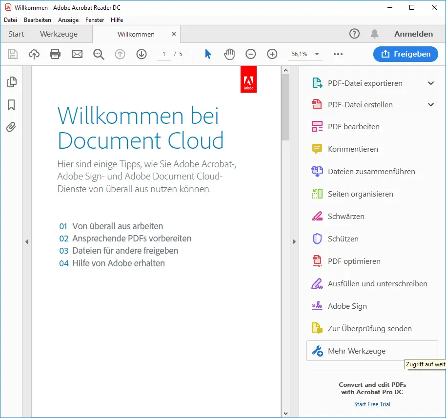 Signierung in Adobe Reader