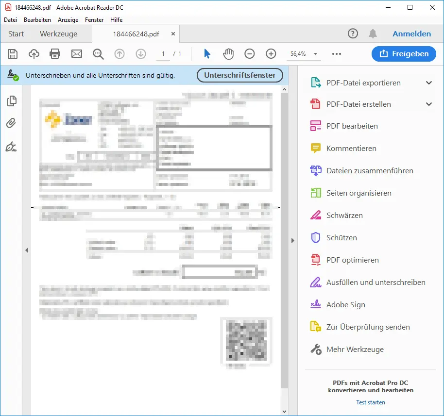 Signierung in Adobe Reader