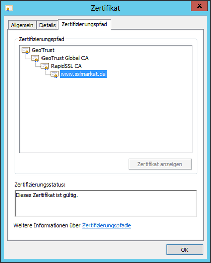Vertrauenskette des Zertifikats