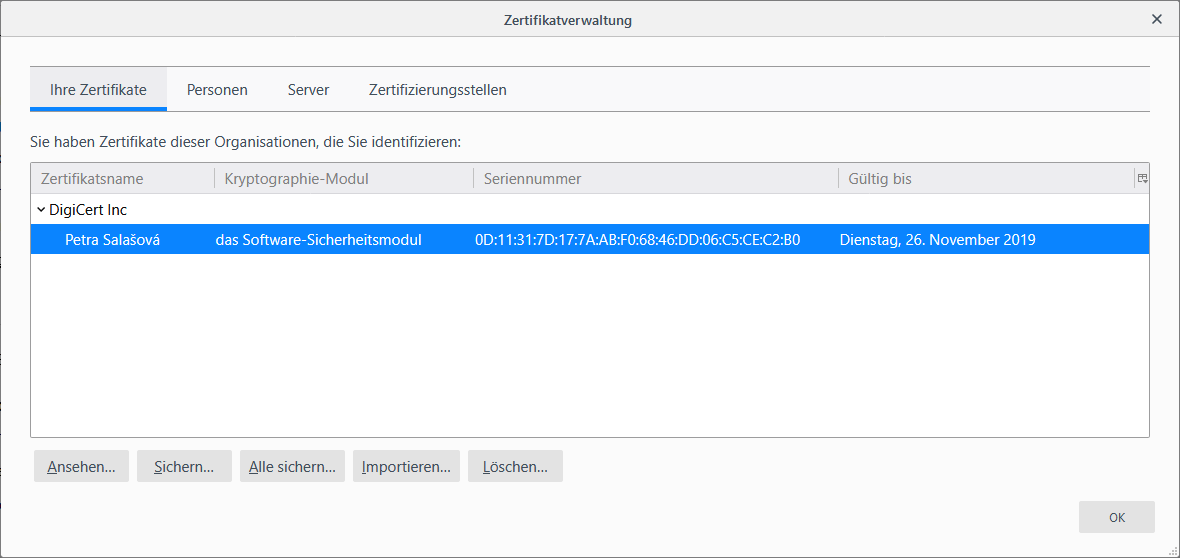 Zertifikatverwaltung in Firefox/Thunderbird