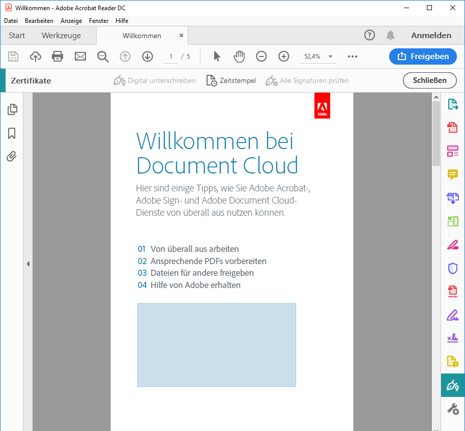 Signierung in Adobe Reader