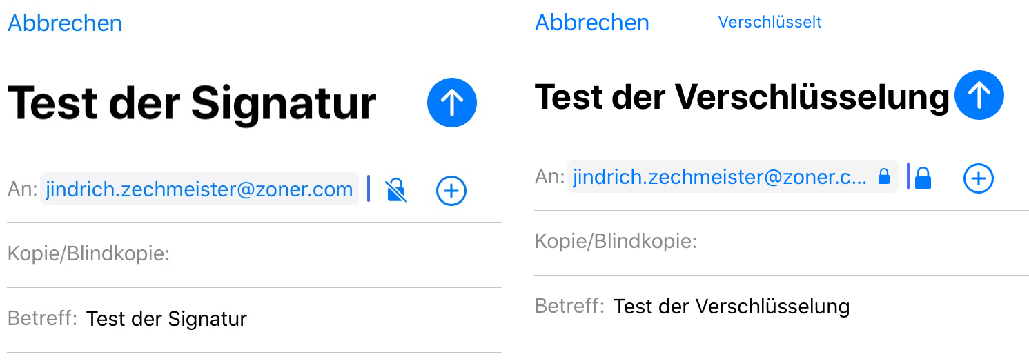 Signierung und Verschlüsselung auf iPhone