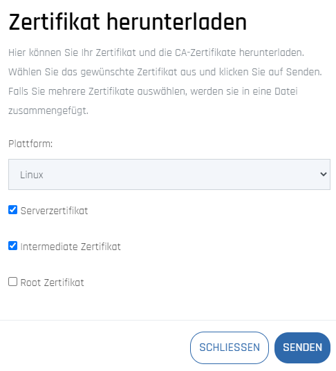 Möglichkeiten des Zertifikatedownloads